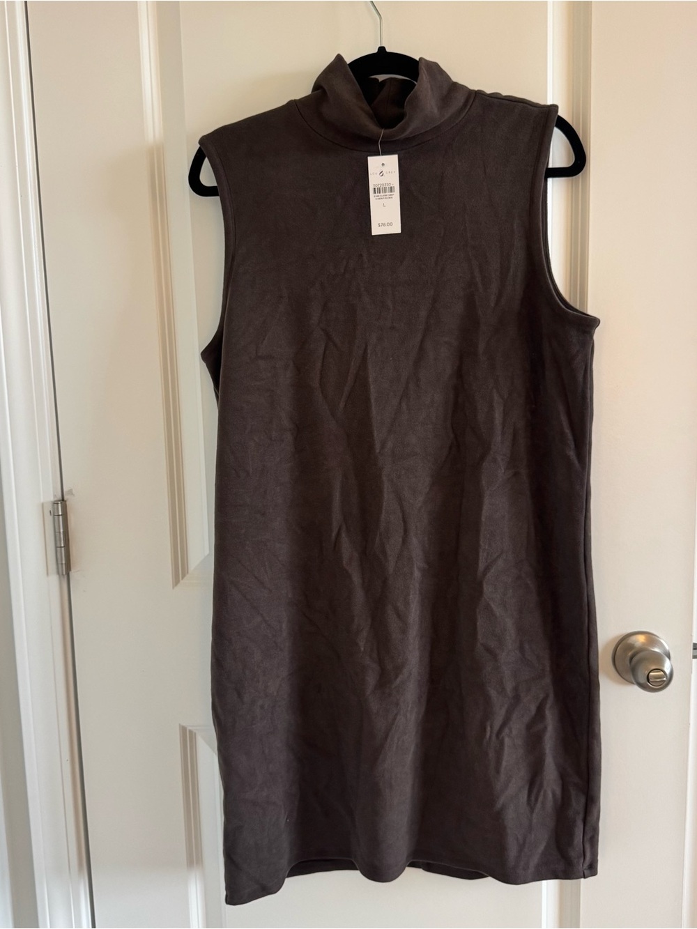 LOFT Sleeveless Turtleneck Shift Dress in Brown
